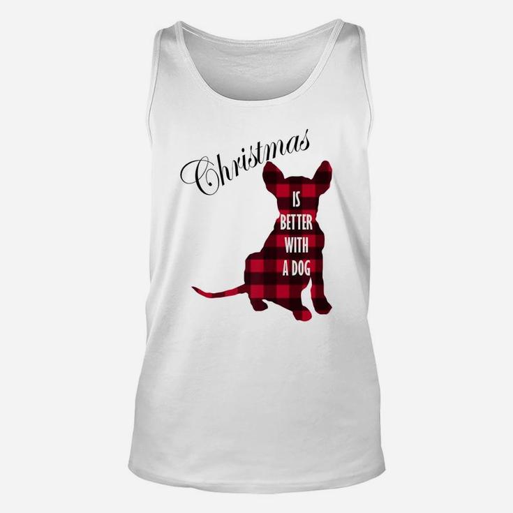 Christmas Is Better With A Dog | Buffalo Plaid Puppy Unisex Tank Top