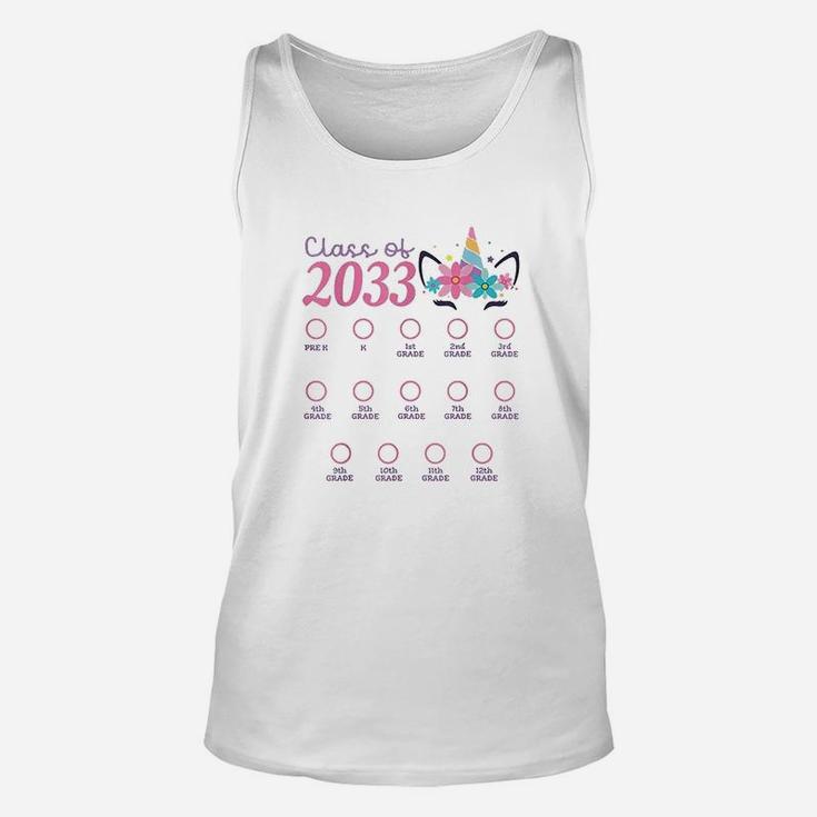 Class Of 2033 Grow With Me First Day Of School Unicorn Unisex Tank Top