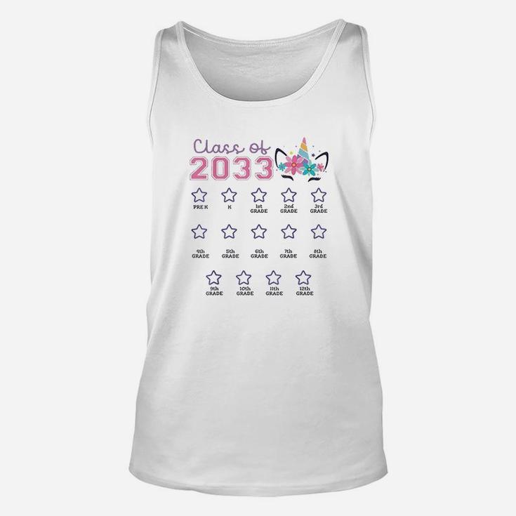 Class Of 2033 Grow With Me First Day Of School Unicorn Unisex Tank Top