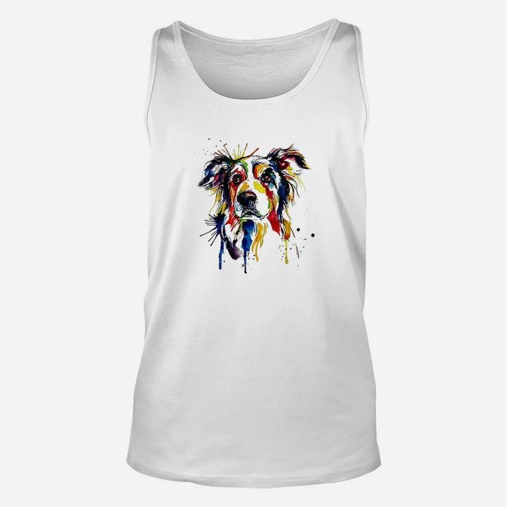 Colorful Border Collie Dog Lover Dad Mom Unisex Tank Top