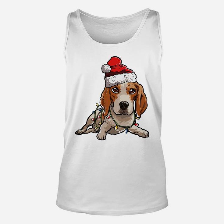Cute Beagle Retriever Santa Christmas Tree Lights Xmas Sweatshirt Unisex Tank Top
