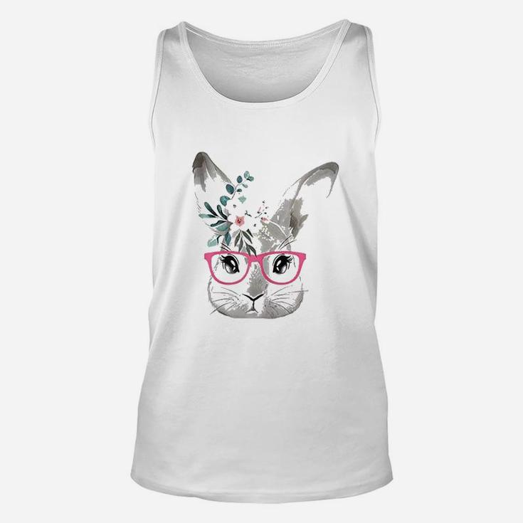 Cute Bunny Face With Pink Glasses Unisex Tank Top