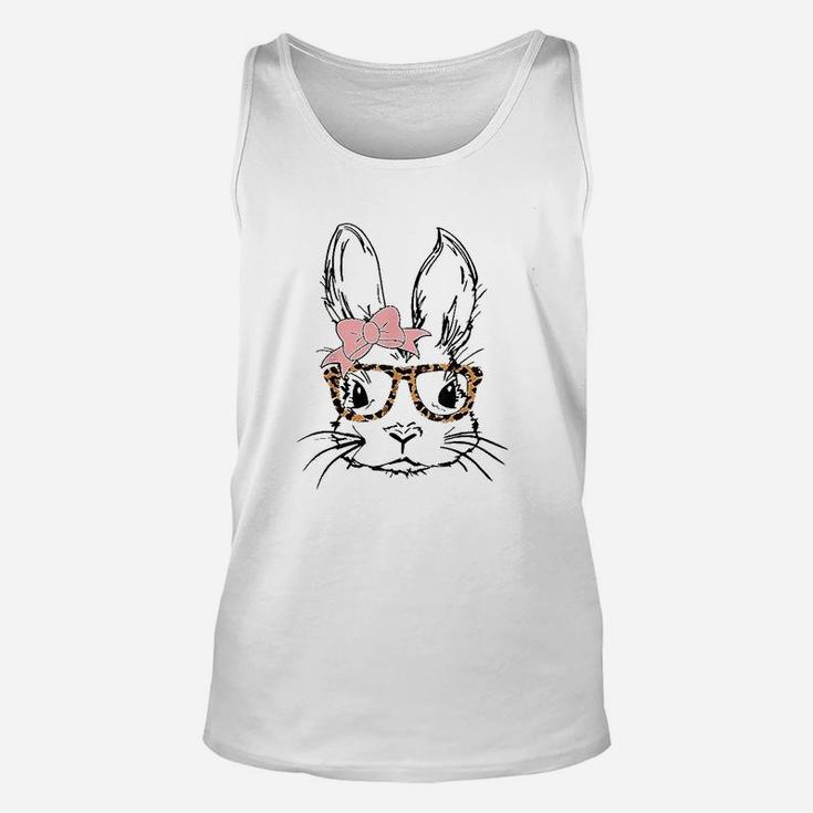 Cute Bunny Rabbit Face Wearing Leopard Glasses Easter Unisex Tank Top