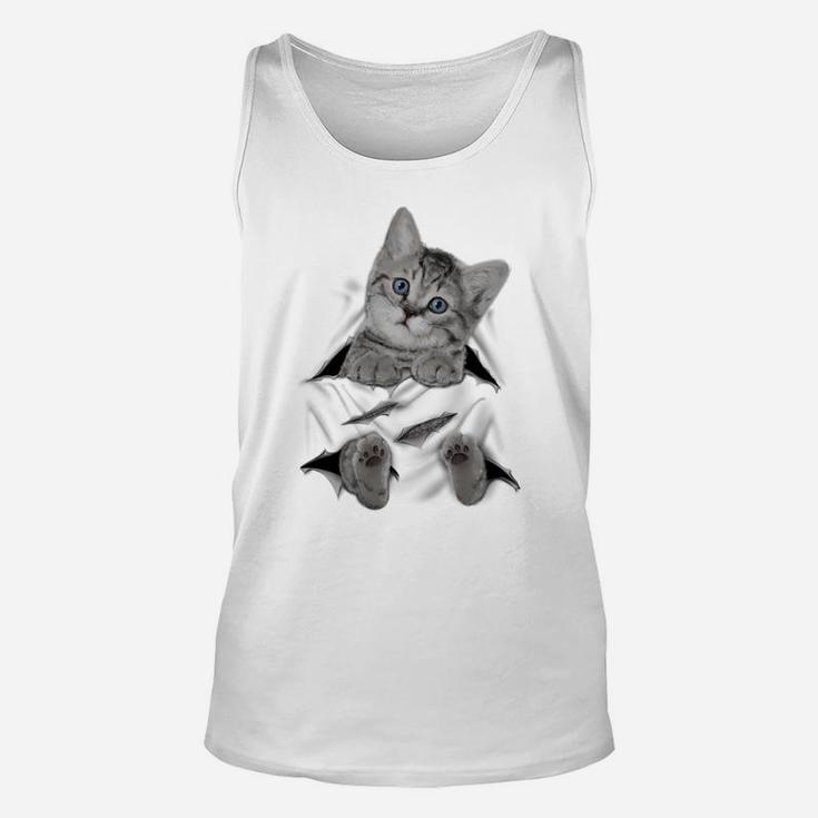 Cute Cat Peeking Out Hanging Funny Gift For Kitty Lovers Unisex Tank Top