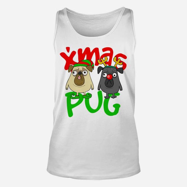 Cute Christmas Pugs Owner Pug Lover Xmas Dog Dad Dog Mom Unisex Tank Top