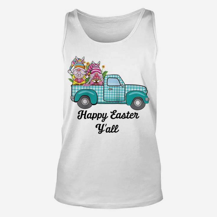 Cute Gnomes With Bunny Ears Egg Hunting Truck Easter Gnome Raglan Baseball Tee Unisex Tank Top