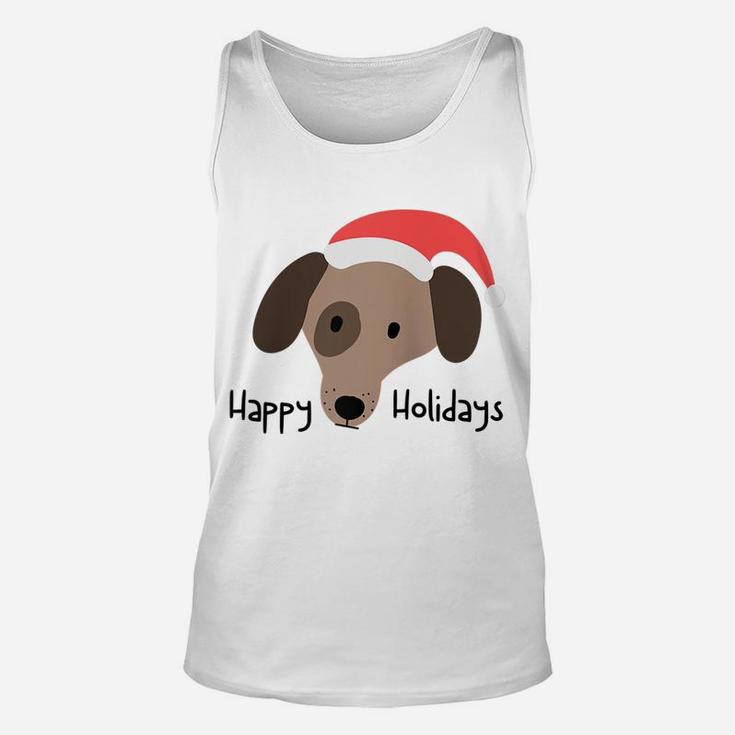 Cute Hand-Drawn Dog Christmas Puppy With Funny Santa Hat Raglan Baseball Tee Unisex Tank Top