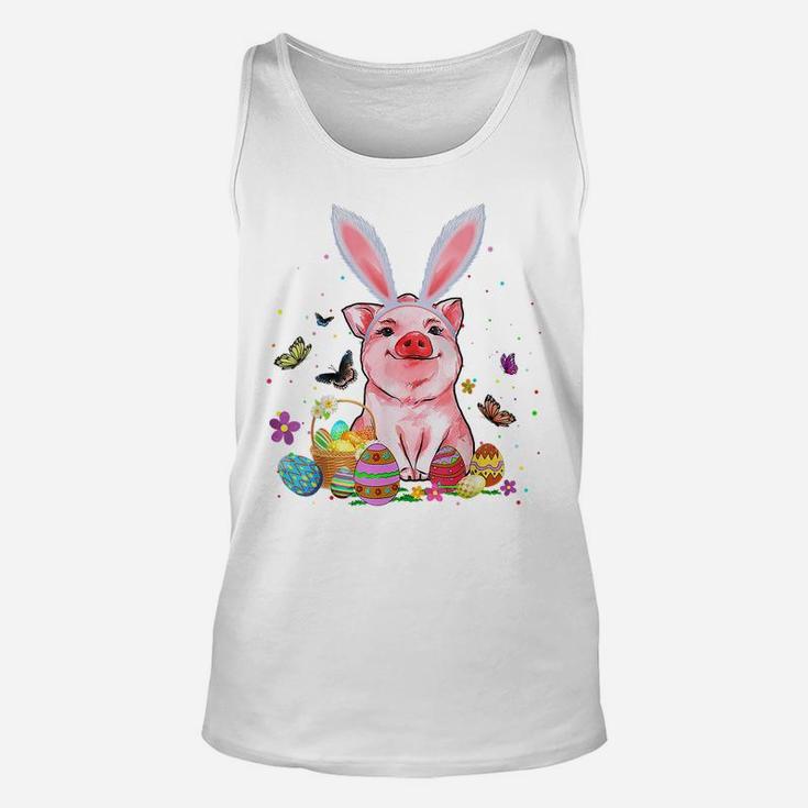 Cute Pig Bunny Egg Hunting Colorful Egg Happy Easter Day Unisex Tank Top