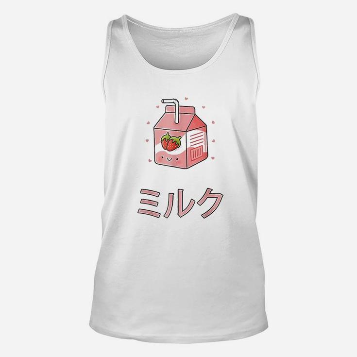 Cute Retro 90S Japanese Kawaii Strawberry Milk Shake Carton Unisex Tank Top