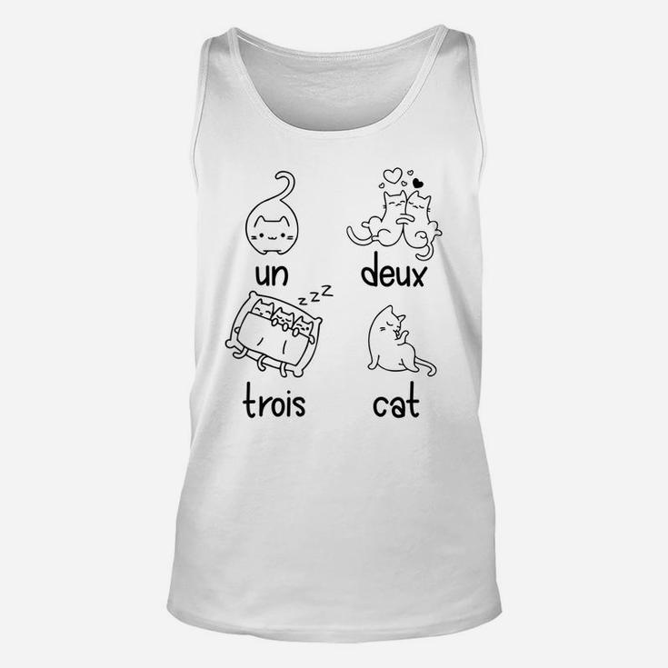 Cute Un Deux Trois Cat Loving French 1-2-3-4 Counting Kitty Raglan Baseball Tee Unisex Tank Top