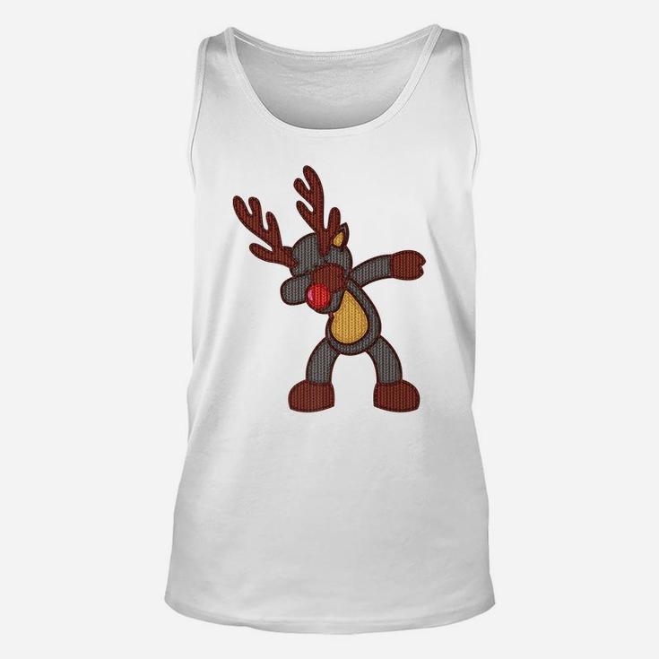 Dabbing Knitted Reindeer Christmas Rudolph Red Nose Xmas Unisex Tank Top