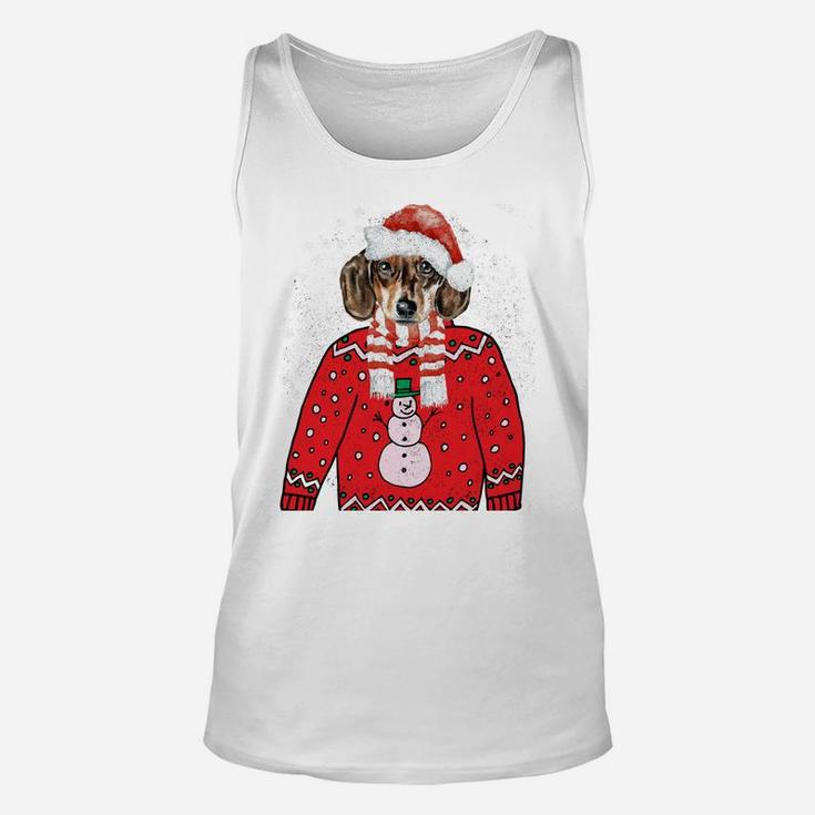 Dachshund Weiner Dog Doxie Ugly Xmas Santa Puppy Gift Outfit Sweatshirt Unisex Tank Top