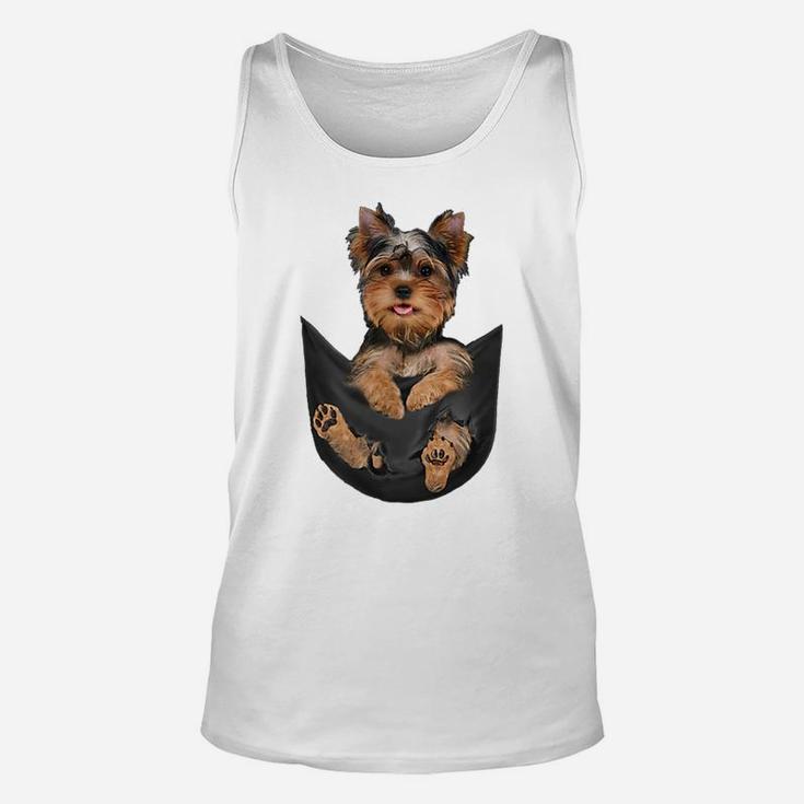 Dog Lovers Gifts Yorkshire Terrier In Pocket Funny Dog Face Unisex Tank Top