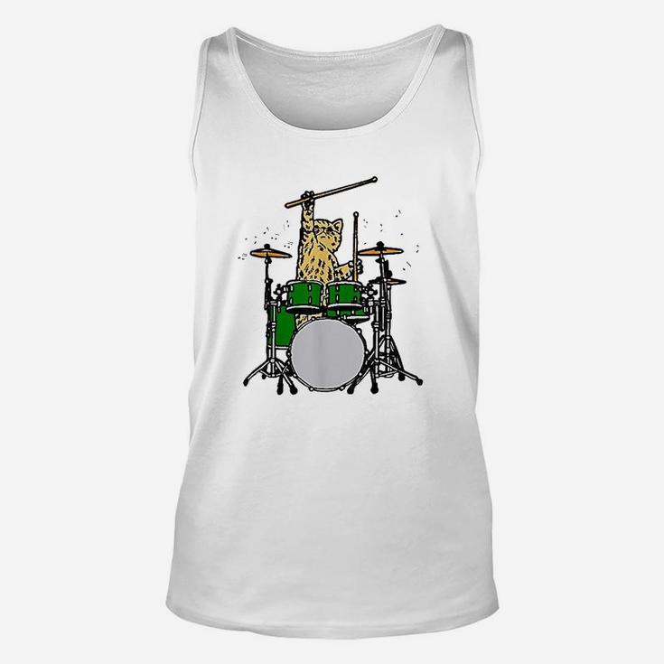 Drummer Cat Music Lover Musician Playing The Drums Unisex Tank Top