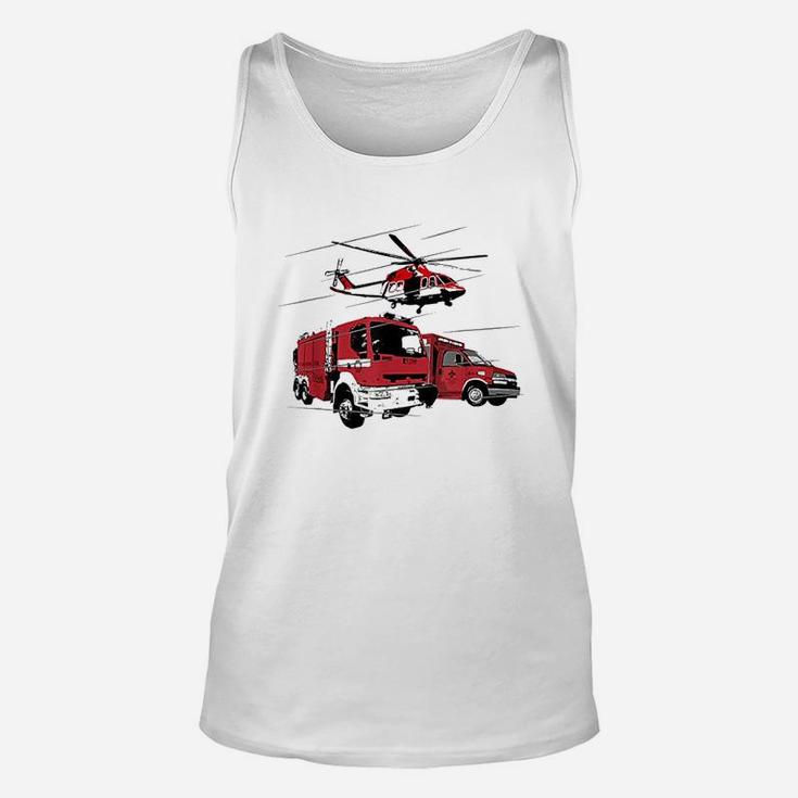 Ems Fire Truck Ambulance Rescue Helicopter Unisex Tank Top