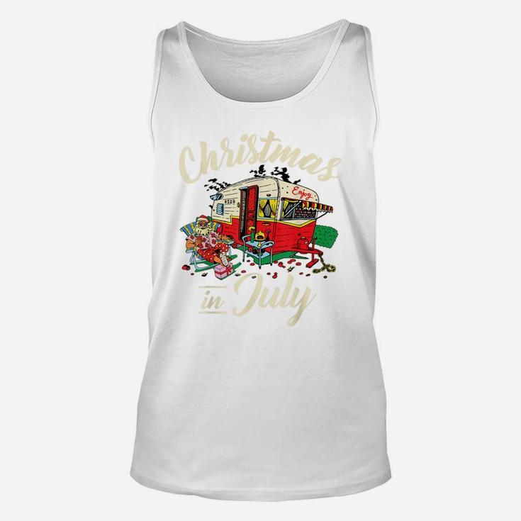 Enjoy Christmas In July Hippie Rv Camping Gift Camping Lover Unisex Tank Top