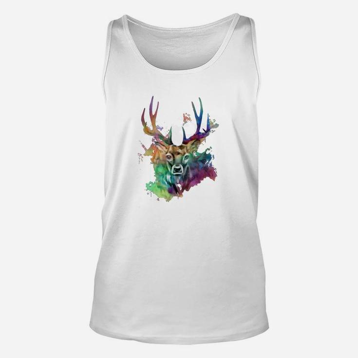 Farbenfrohes Hirsch-Aquarell Herren Unisex TankTop, Künstlerisches Design