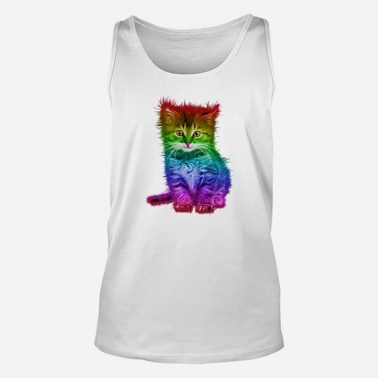 Farbenfrohes Regenbogen-Kätzchen Unisex TankTop für Alle