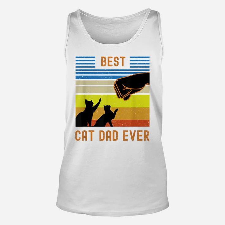 Funny Best Cat Dad Ever  Vintage Retro Cat Fist Bump Unisex Tank Top