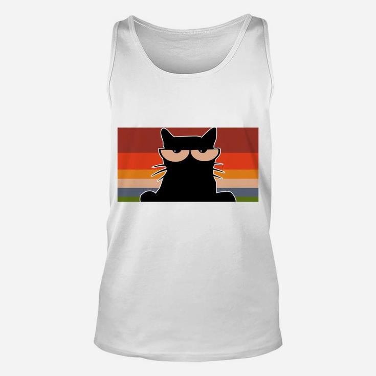Funny Black Cat T Shirt For Cat Lovers - Vintage Retro Cat Sweatshirt Unisex Tank Top