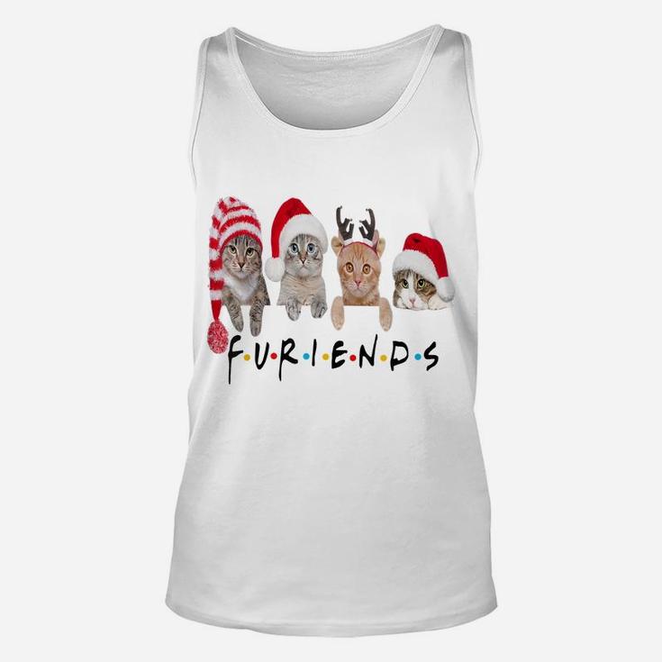 Funny Cat Furiends Merry Christmas Hat Santa Cat Lovers Gift Unisex Tank Top