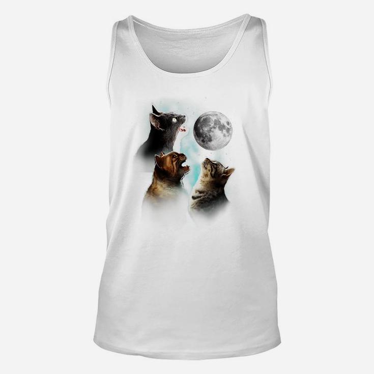 Funny Cat Tshirt, Cats Meowling At Moon Shirt, Cat Lover Unisex Tank Top