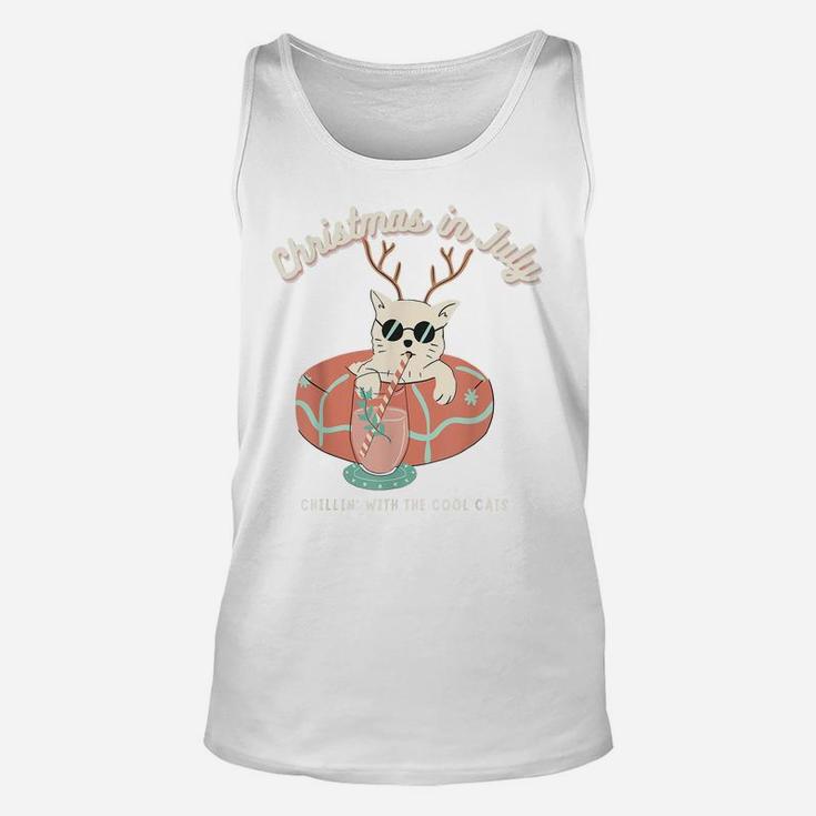 Funny Christmas In July, Cat Lovers Unisex Tank Top