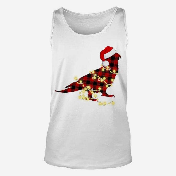Funny Christmas Light Parrot Red Plaid Family Xmas Gifts Sweatshirt Unisex Tank Top