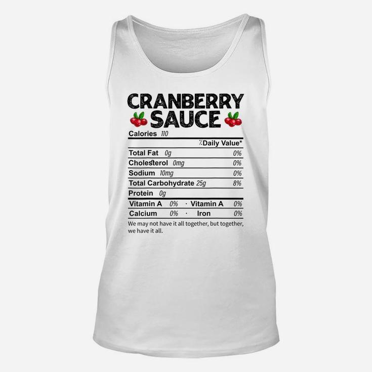 Funny Cranberry Sauce Nutrition Facts Thanksgiving Food Unisex Tank Top