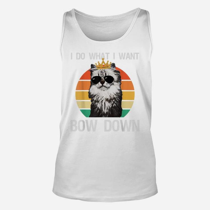 Funny I Do What I Want Bow Down Vintage Cat Lovers Unisex Tank Top