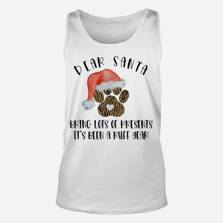 Funny Santa Hat Dog Cat Paw Print Tshirt Christmas Clothes Unisex Tank Top