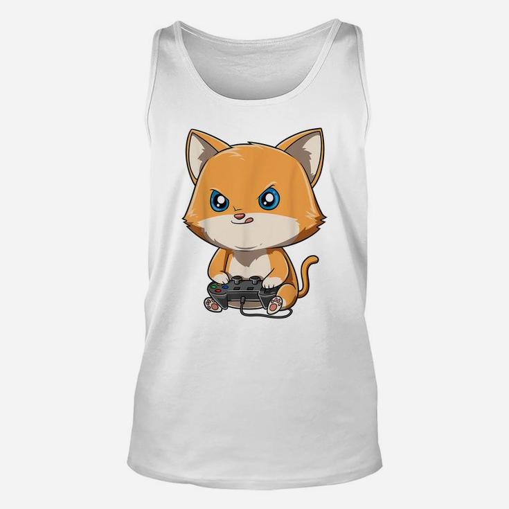 Gaming Cat Gamer Cat Playing Video Games Cat Lovers Unisex Tank Top