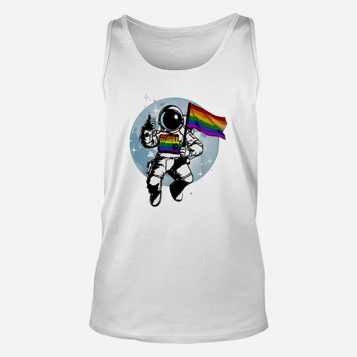 Gay Pride Flag LGBT Month Astronaut  Unisex Tank Top