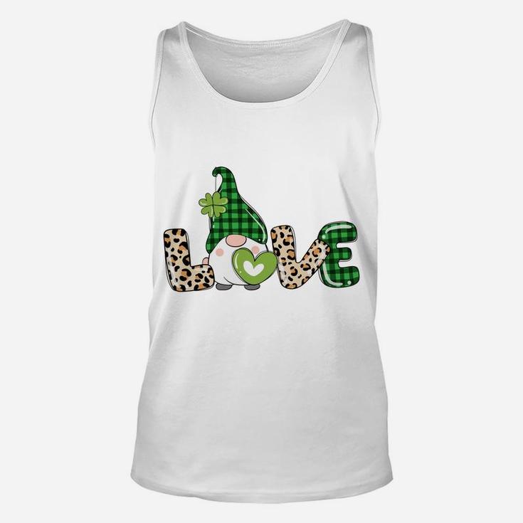 Gnome St Patricks Day Leprechaun Tomte Love Leopard Green Sweatshirt Unisex Tank Top
