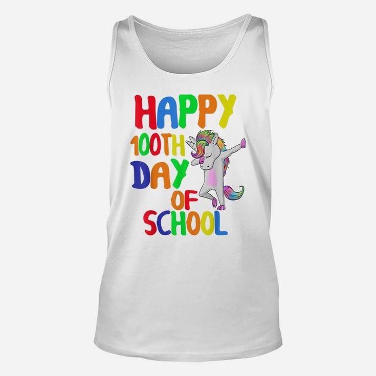 Happy 100Th Day Of School Funny T-Shirt Unicorn Dabbing Unisex Tank Top