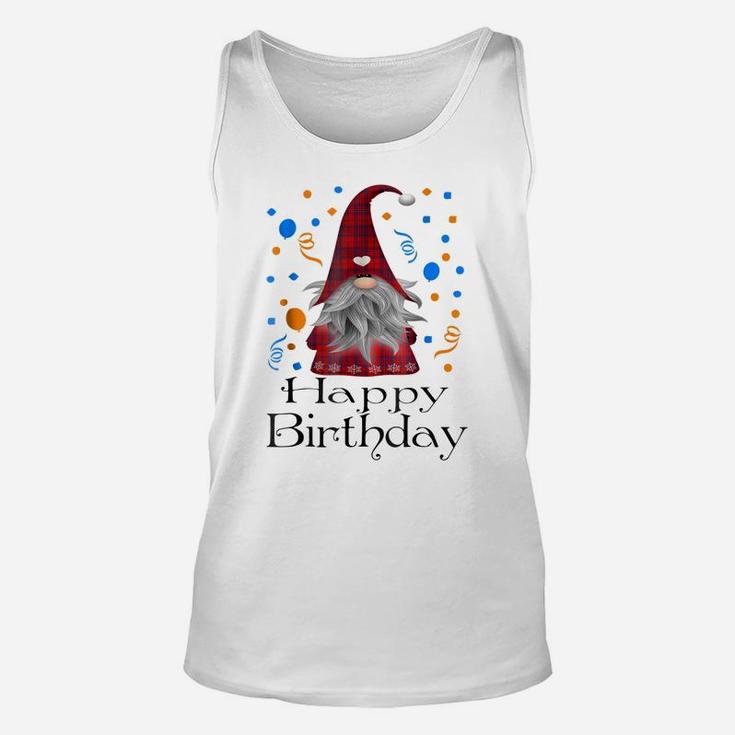 Happy Birthday Gnome Plaid T Shirt Cute Party Gifts Unisex Tank Top