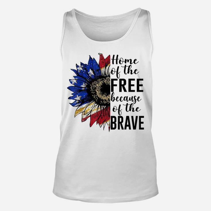 Home Of The Free Because Of The Brave Patriotic Flower Unisex Tank Top