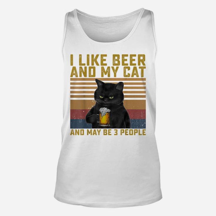 I Like Beer My Cat And Maybe 3 People Cat Lovers Gift Unisex Tank Top