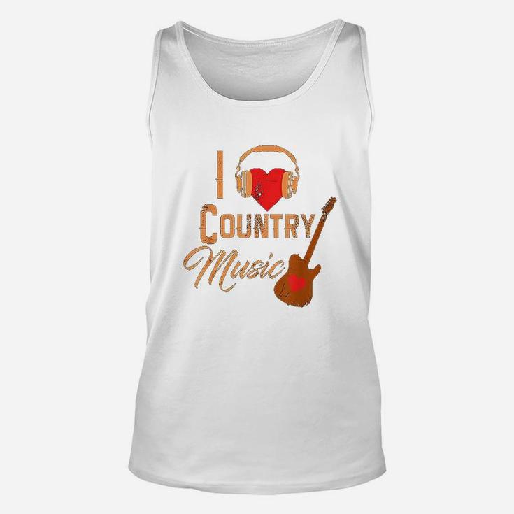 I Love Country Music Heart Design Country Western Unisex Tank Top