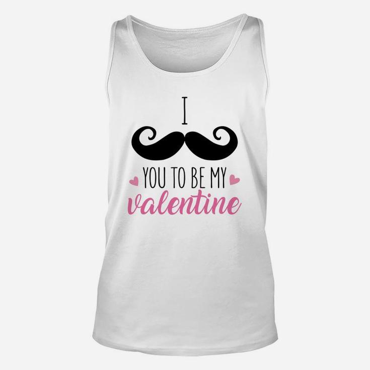 I Mustache You To Be My Valentine Pink Happy Valentines Day Unisex Tank Top