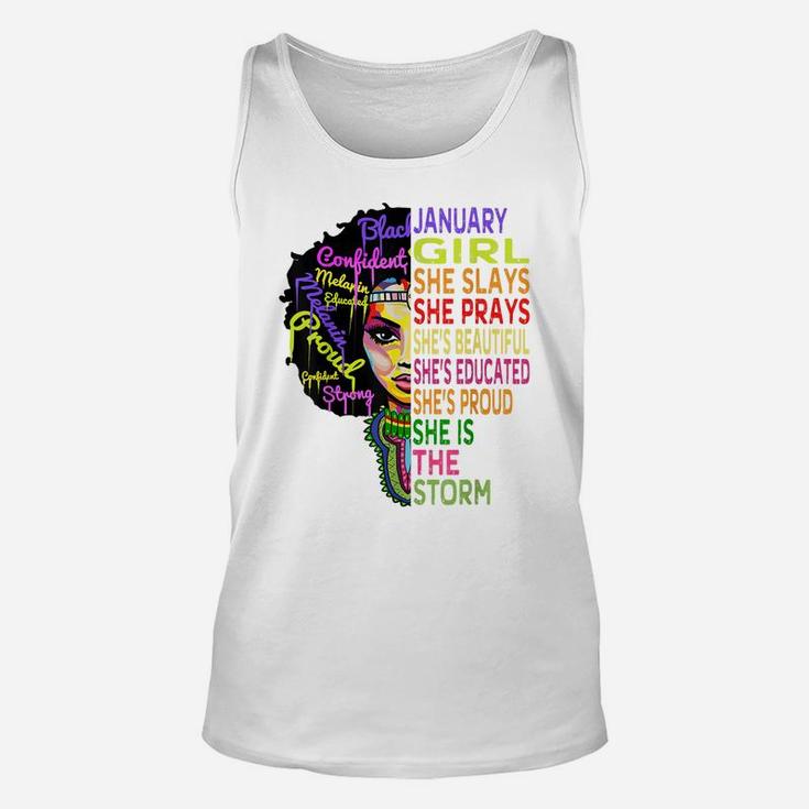 January Birthday Shirts For Women - Black African Queen Gift Unisex Tank Top