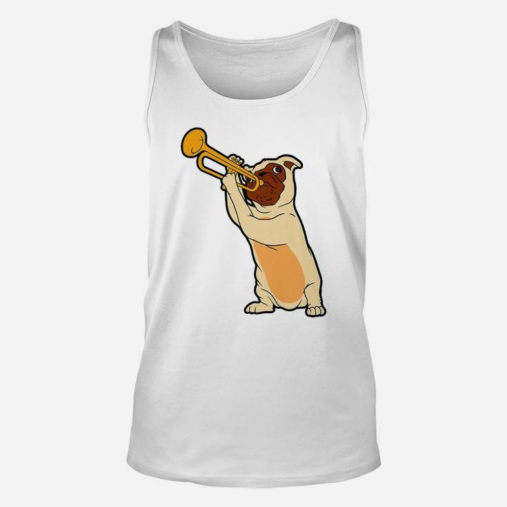Jazz Dog Trumpet Funny Puppy Musician Cute Animal Playing Unisex Tank Top