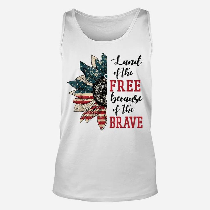 Land Of The Free Because Of The Brave Patriotic Flower Unisex Tank Top