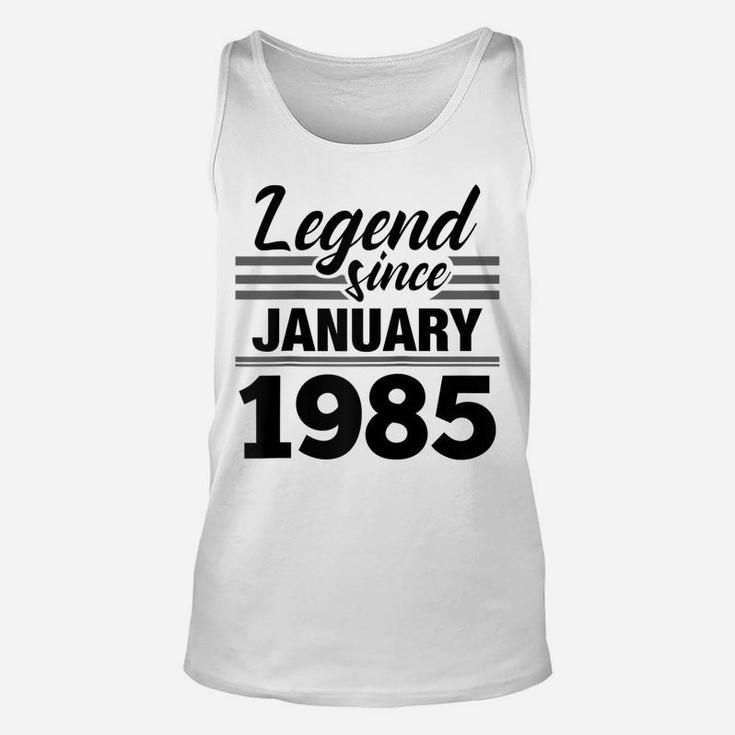 Legend Since January 1985 - 35Th Birthday 35 Year Old Gift Raglan Baseball Tee Unisex Tank Top