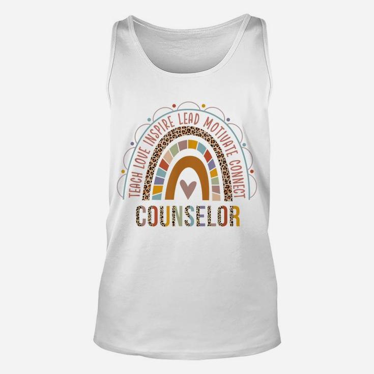 Leopard Boho Rainbow Counselor Funny 100Th Day School Unisex Tank Top