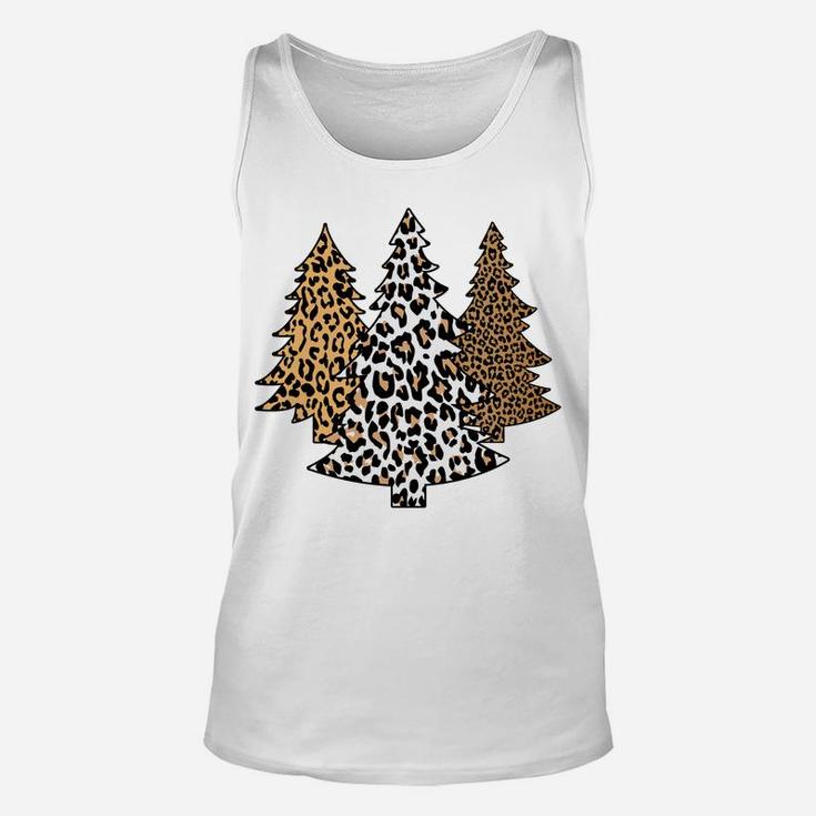 Leopard Christmas Trees Cheetah Animal Print Holiday Unisex Tank Top