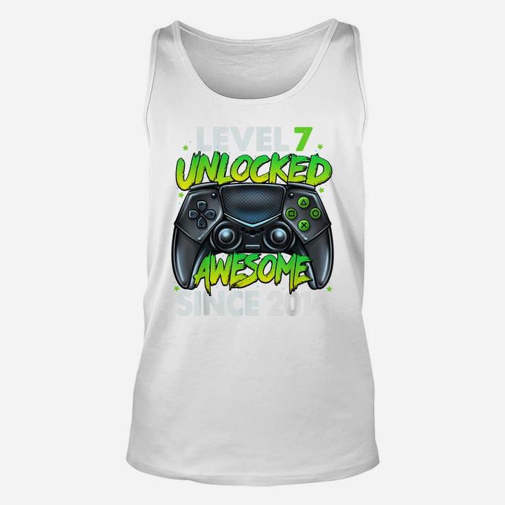 Level 7 Unlocked Awesome Since 2014 7Th Birthday Gaming Unisex Tank Top
