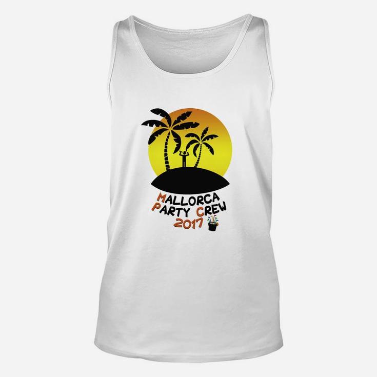 Mallorca Party Crew 2017 Unisex TankTop mit Sonnenuntergang & Palmen