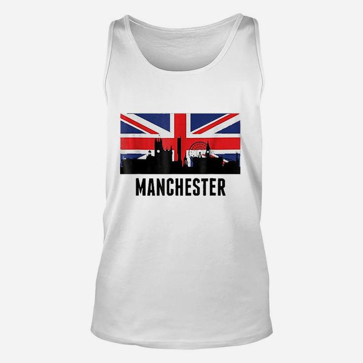 Manchester England Cityscape Skyline British Flag Unisex Tank Top