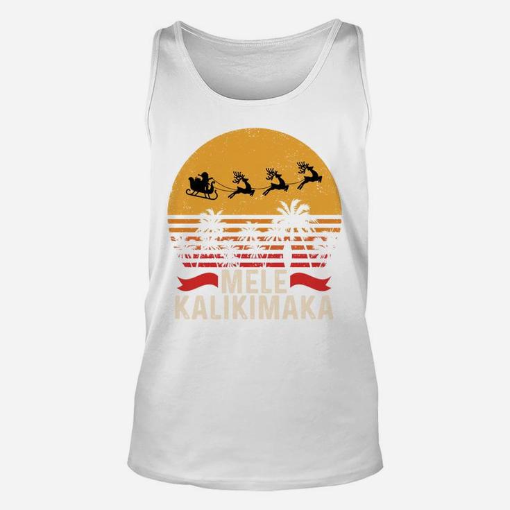 Mele Kalikimaka Vintage Christmas Santa Reindeers Hawaii Sweatshirt Unisex Tank Top